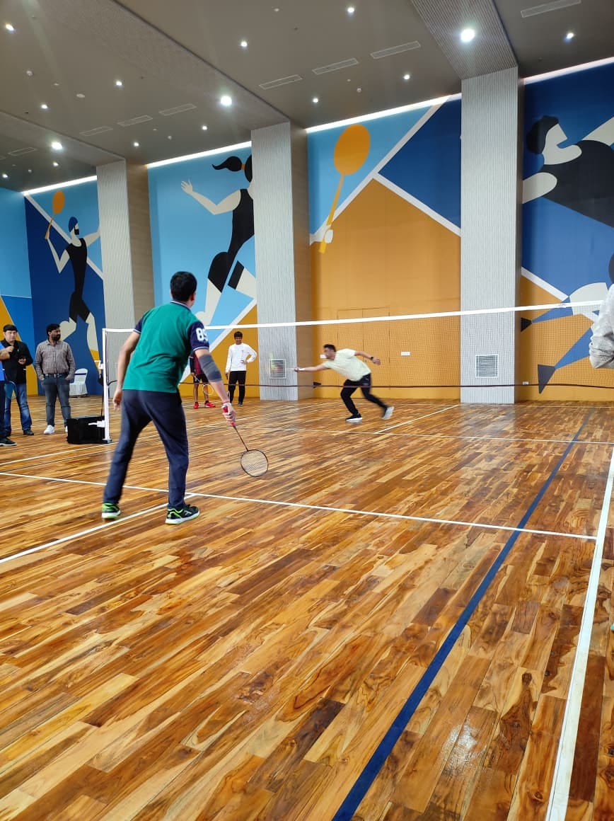Indoor badminton court