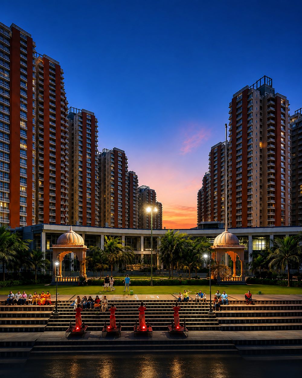 New Kolkata Sangam riverside township at twilight